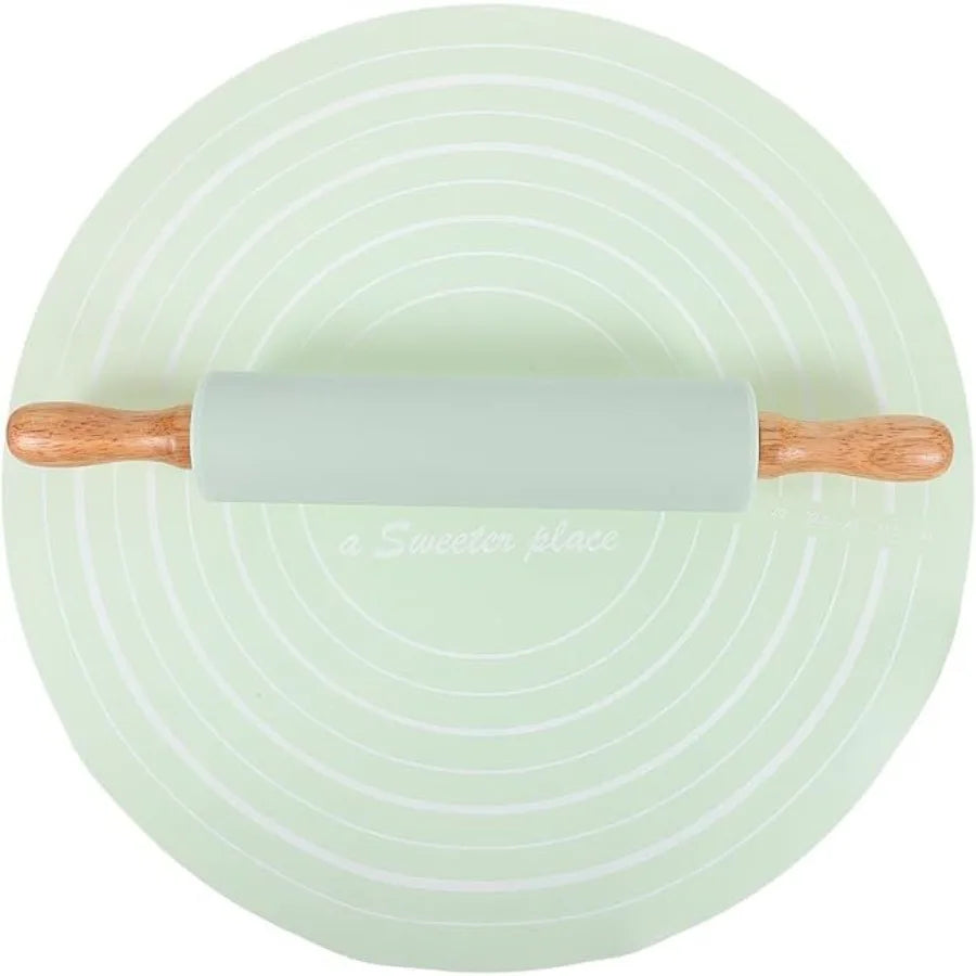 Silicone Cookie Rolling Mat Set with Rolling Pin - Non-Stick